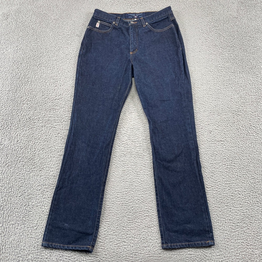 Guess Jeans Denim Pants Mens 32 Dark Blue Low Waist Boot Leg 100% Cotton 060
